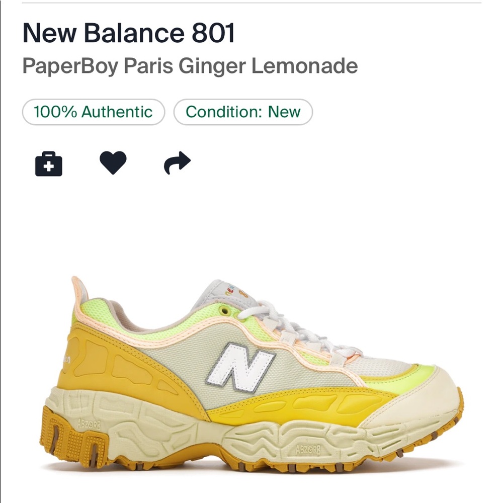 ISO LOOKING FOR: new balance & paperboy paris ginger lemonade 801 sneakers
